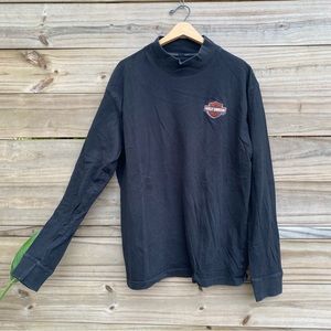 Harley-Davidson Mock Neck Long Sleeve Tee Embroidered Black